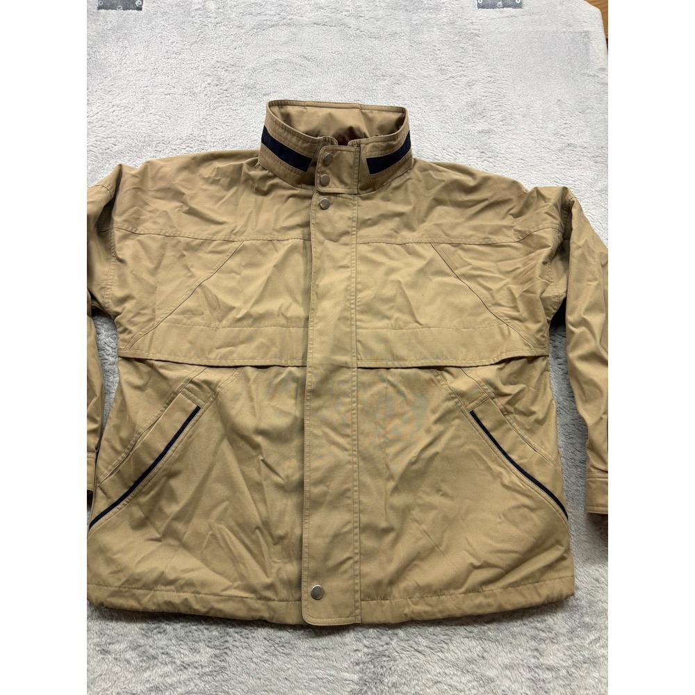 Roundtree & Yorke Outdoors‎ Mens Large Khaki Tan Full Zip Jacket Stowaway Hood L